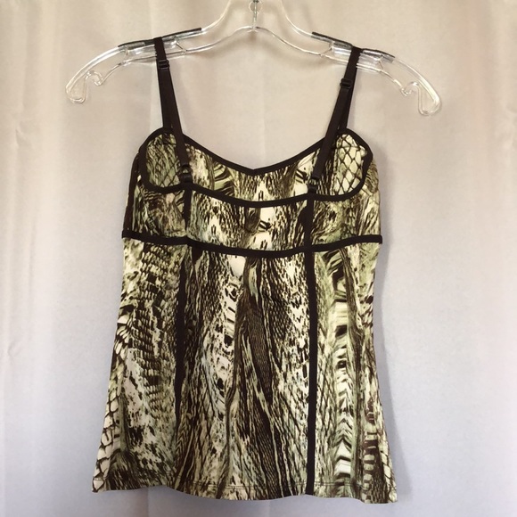 Cache Cami Reptile/Forest Green/Brown print with adjustable straps Size XS - Picture 6 of 7